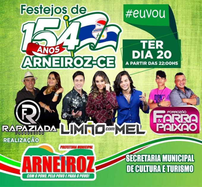 Arneiroz comemora seus 154 anos de Emancipação Política. 