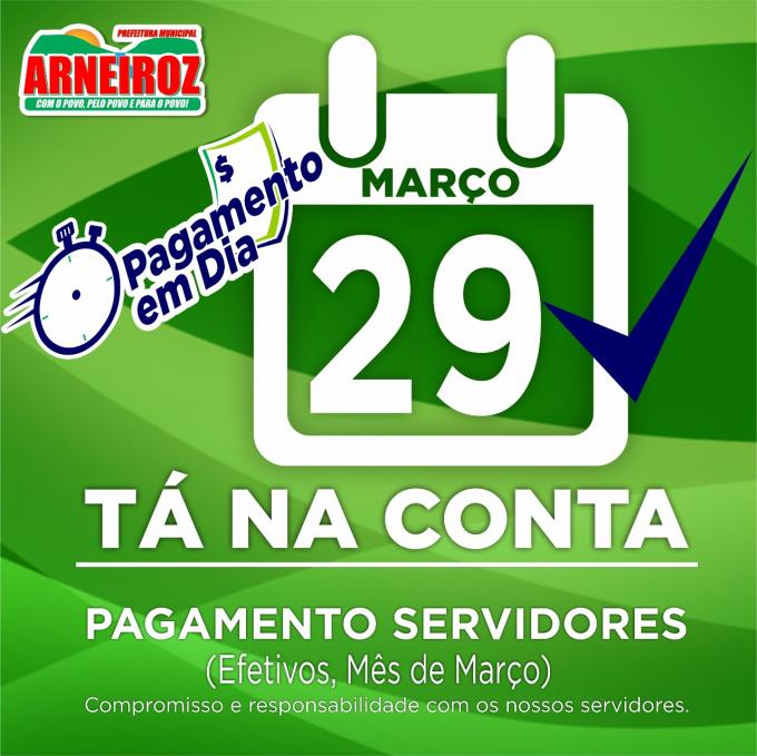 Pagamento dos Servidores em dia.