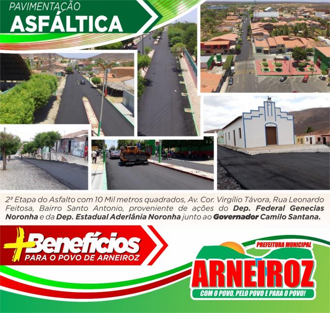 Segunda etapa da pavimentação asfáltica de Arneiroz
